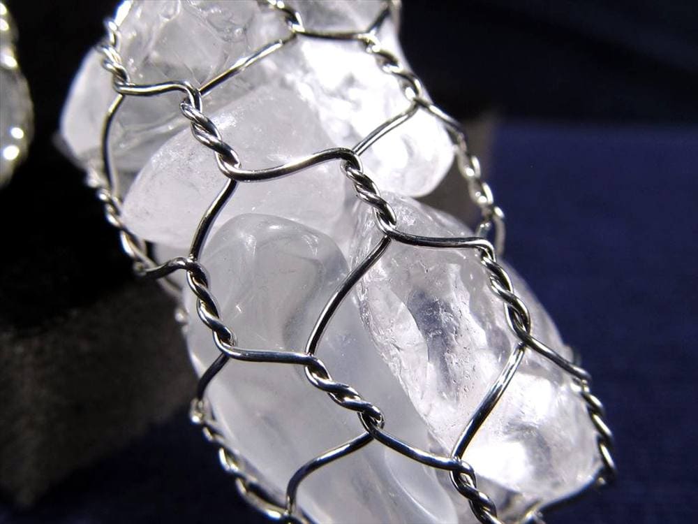 天然水晶 原石 水晶 クォーツ ワイヤーラップ ペンダントトップ