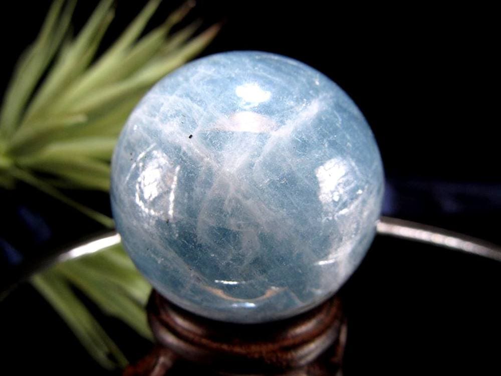 アクアマリン 丸玉 シラー スフィア 置物