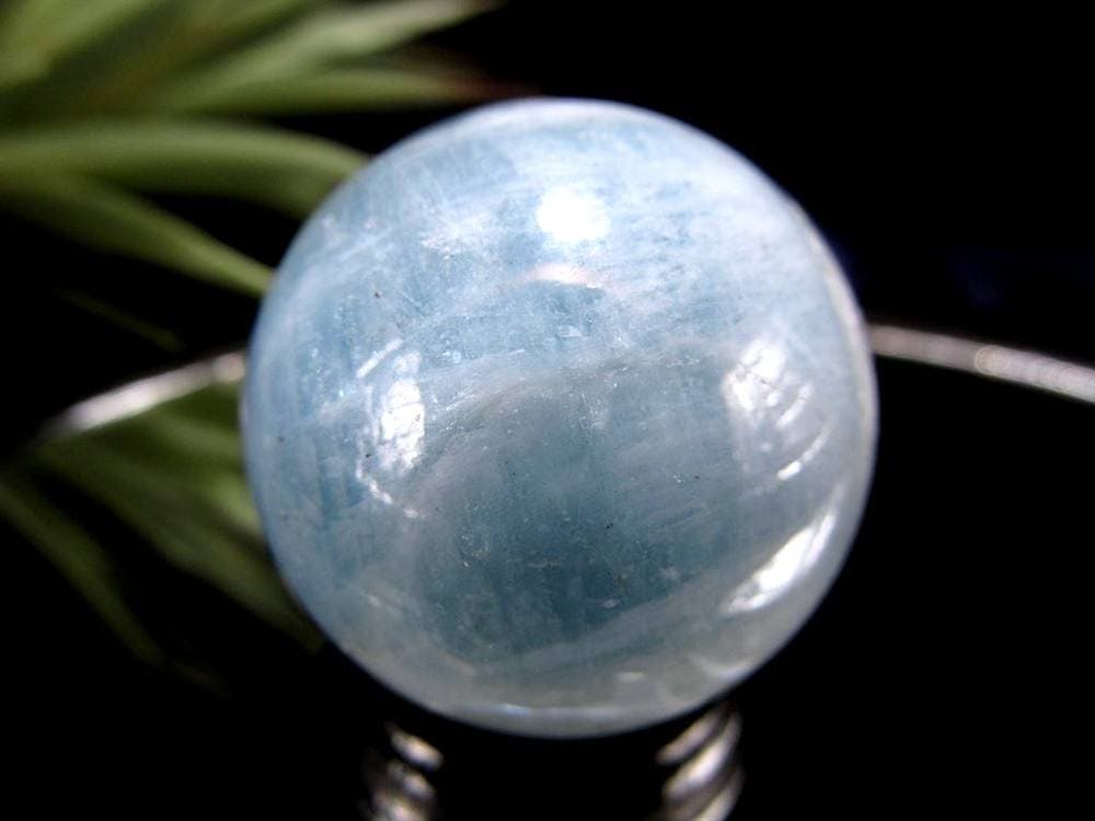 アクアマリン 丸玉 シラー スフィア 置物