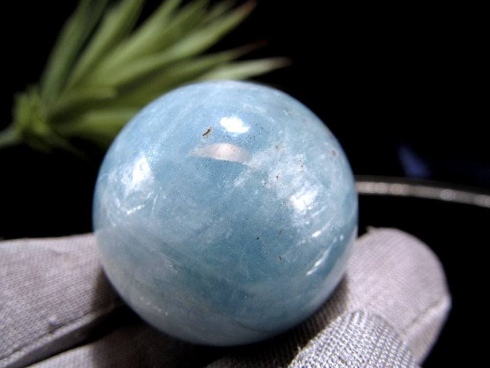 アクアマリン 丸玉 シラー スフィア 置物