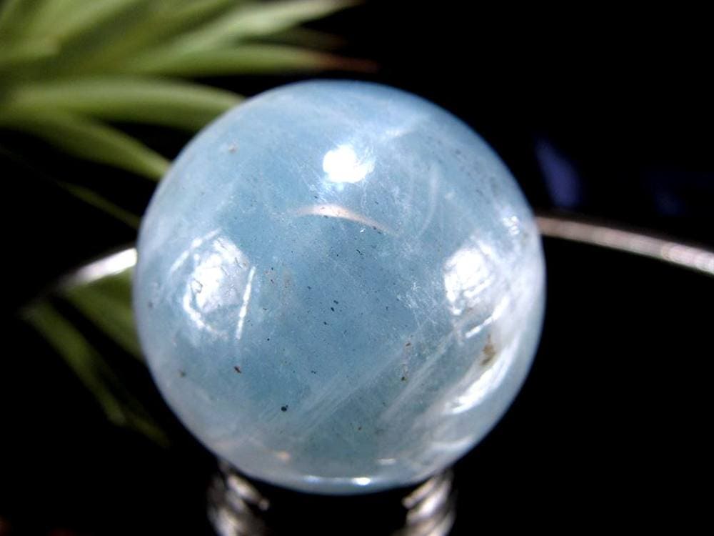 アクアマリン 丸玉 シラー スフィア 置物