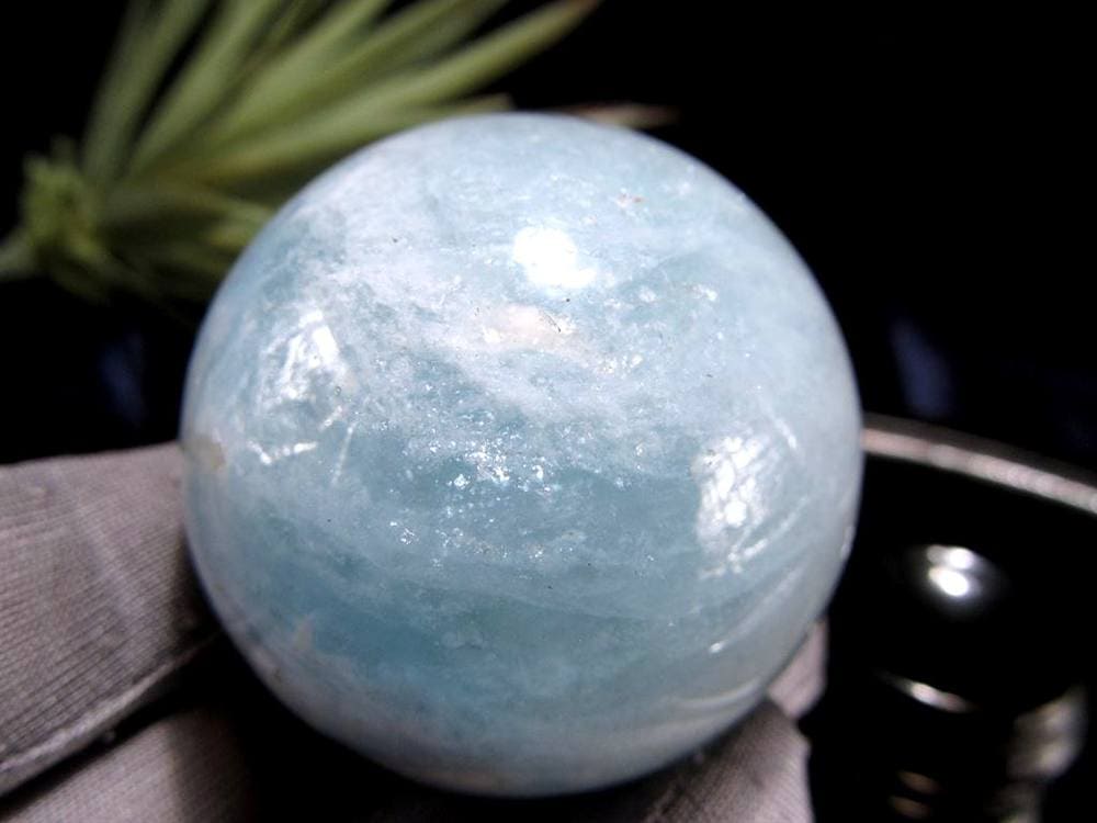アクアマリン 丸玉 シラー スフィア 置物