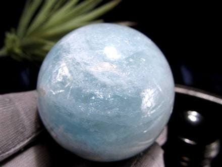 アクアマリン 丸玉 シラー スフィア 置物