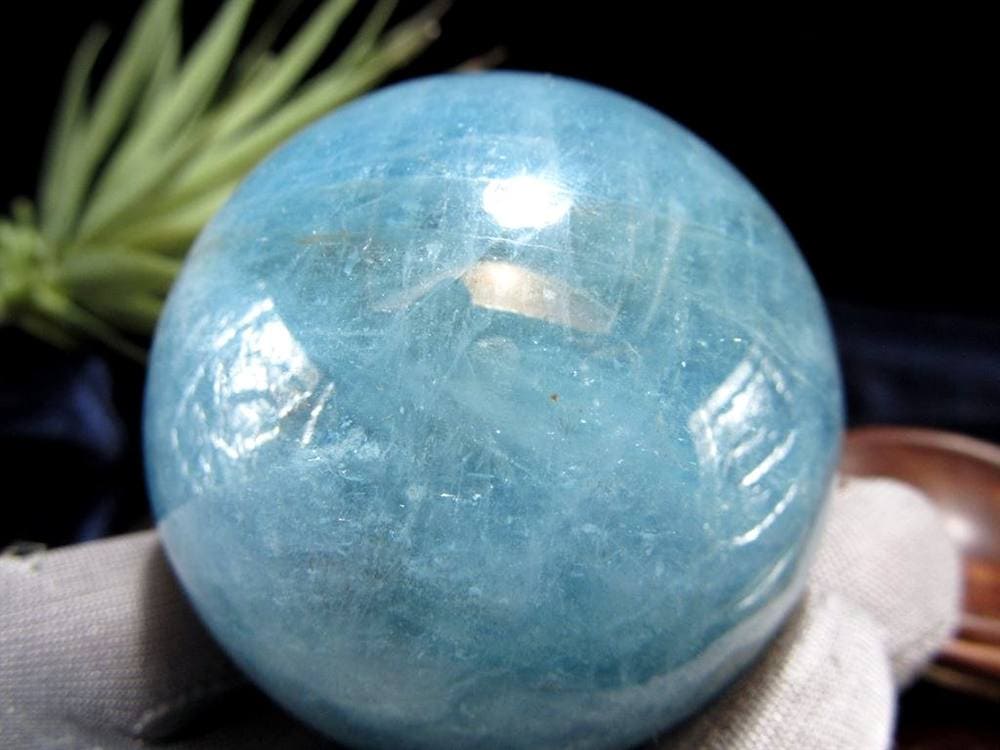 アクアマリン 丸玉 シラー スフィア 置物