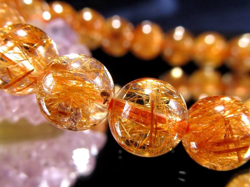 オレンジルチルクォーツ ブレスレット レッドルチルクォーツ ルチルレイデッドクォーツ 金運