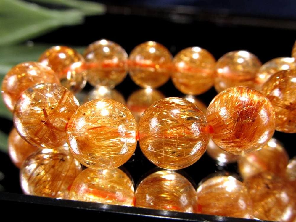 オレンジルチルクォーツ ブレスレット レッドルチルクォーツ ルチルレイデッドクォーツ 金運