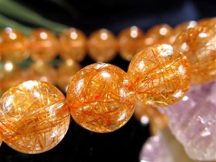 オレンジルチルクォーツ ブレスレット レッドルチルクォーツ ルチルレイデッドクォーツ 金運