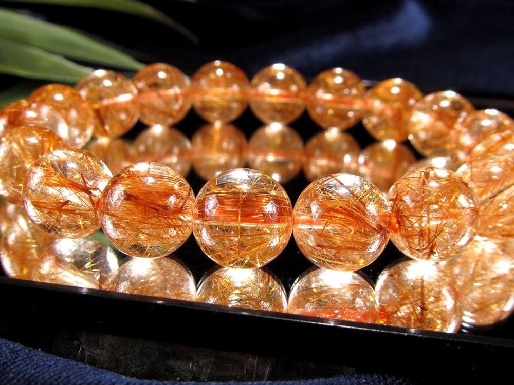 オレンジルチルクォーツ ブレスレット レッドルチルクォーツ ルチルレイデッドクォーツ 金運