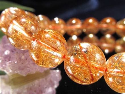 オレンジルチルクォーツ ブレスレット レッドルチルクォーツ ルチルレイデッドクォーツ 金運