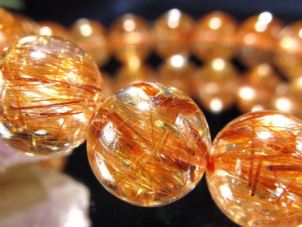 オレンジルチルクォーツ ブレスレット レッドルチルクォーツ ルチルレイデッドクォーツ 金運