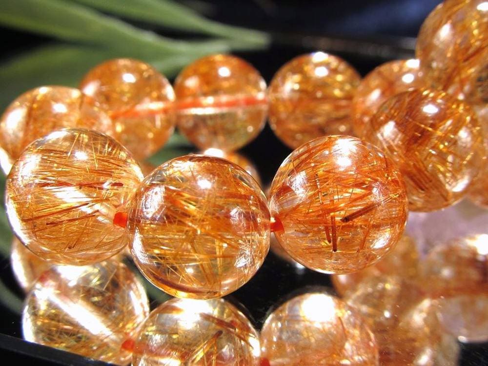 オレンジルチルクォーツ ブレスレット レッドルチルクォーツ ルチルレイデッドクォーツ 金運