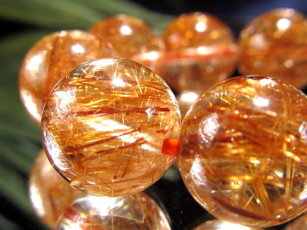 オレンジルチルクォーツ ブレスレット レッドルチルクォーツ ルチルレイデッドクォーツ 金運