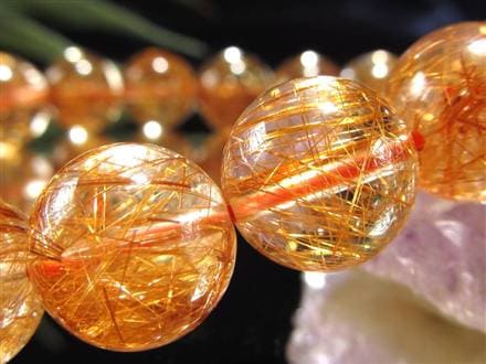 オレンジルチルクォーツ ブレスレット レッドルチルクォーツ ルチルレイデッドクォーツ 金運