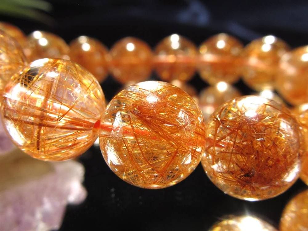 オレンジルチルクォーツ ブレスレット レッドルチルクォーツ ルチルレイデッドクォーツ 金運