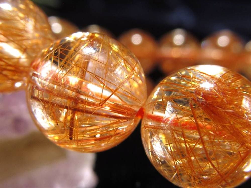 オレンジルチルクォーツ ブレスレット レッドルチルクォーツ ルチルレイデッドクォーツ 金運