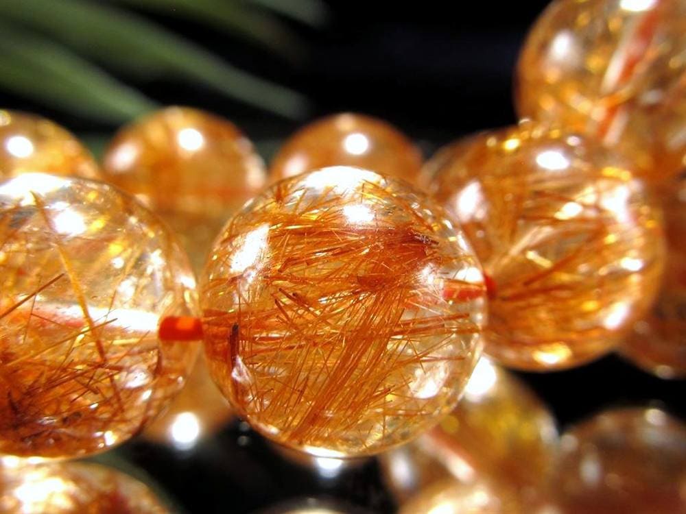 オレンジルチルクォーツ ブレスレット レッドルチルクォーツ ルチルレイデッドクォーツ 金運