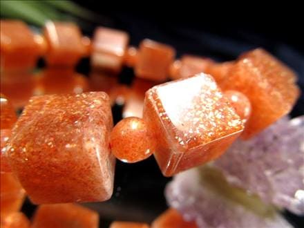 サンストーン 日長石 キューブカット ブレスレット 太陽の石