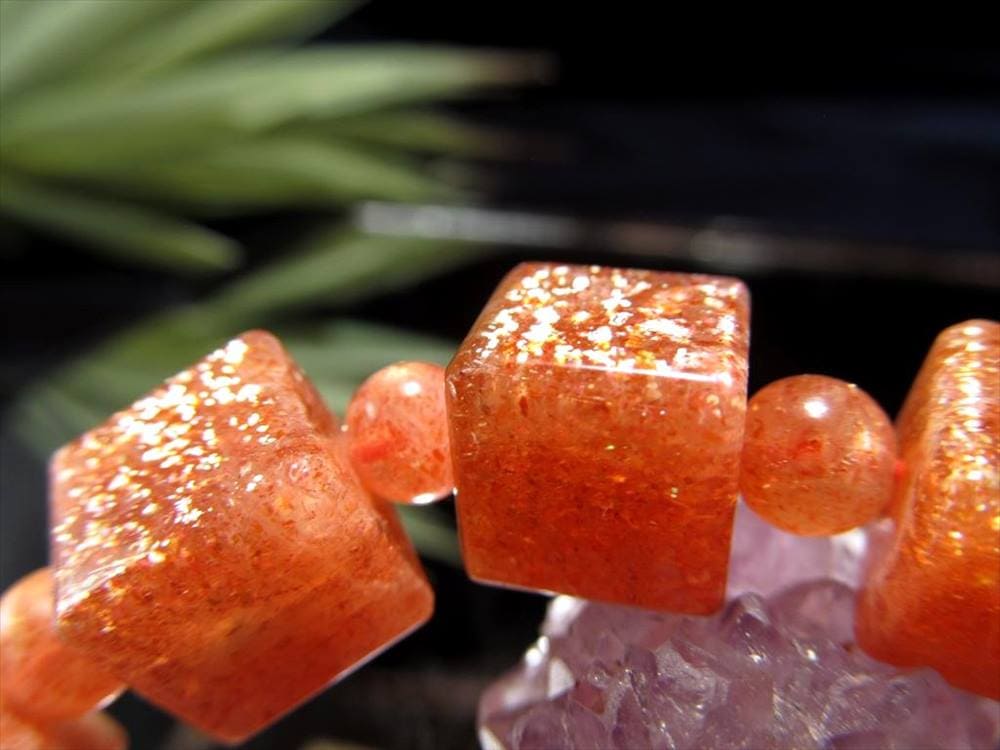 サンストーン 日長石 キューブカット ブレスレット 太陽の石