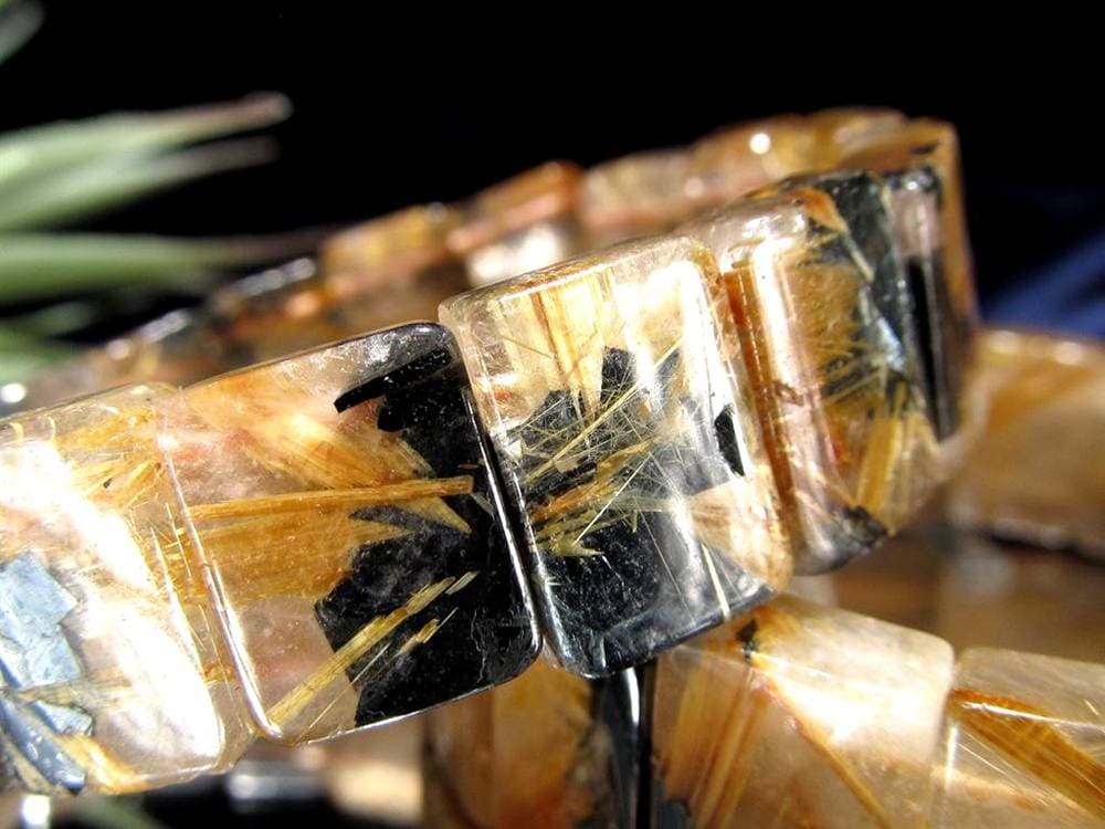 太陽タイチン 太陽放射 ゴールドタイチンルチルクォーツ バングル ブレスレット