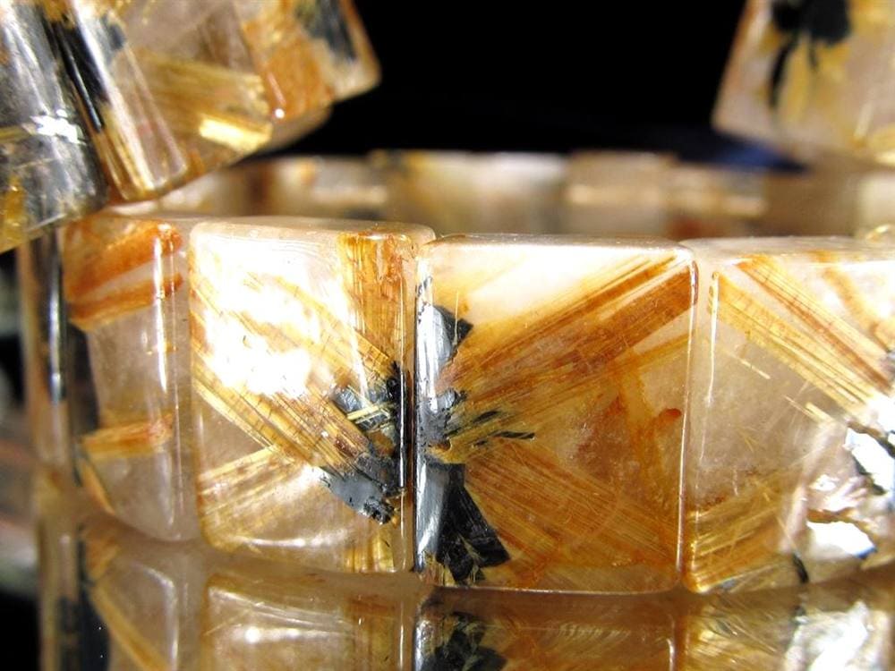 太陽タイチン 太陽放射 ゴールドタイチンルチルクォーツ バングル ブレスレット