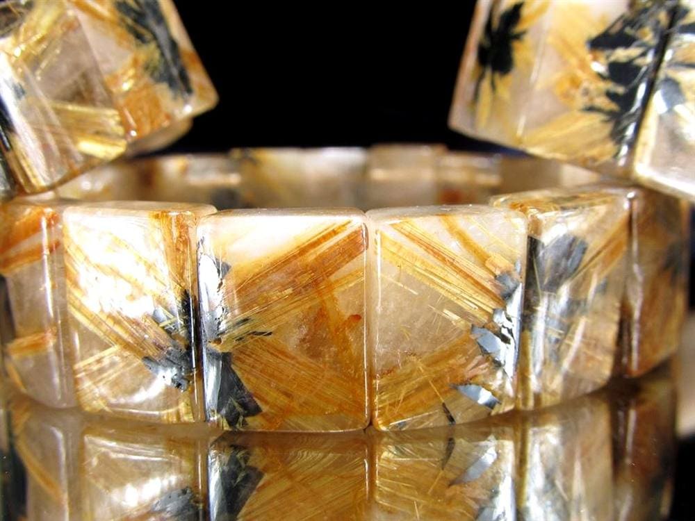 太陽タイチン 太陽放射 ゴールドタイチンルチルクォーツ バングル ブレスレット