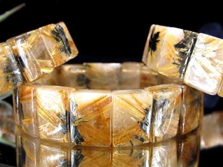 太陽タイチン 太陽放射 ゴールドタイチンルチルクォーツ バングル ブレスレット