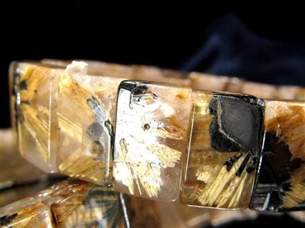 太陽タイチン 太陽放射 ゴールドタイチンルチルクォーツ バングル ブレスレット