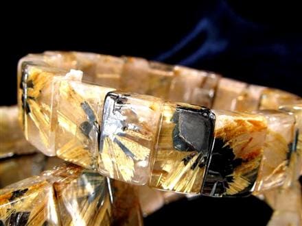 太陽タイチン 太陽放射 ゴールドタイチンルチルクォーツ バングル ブレスレット