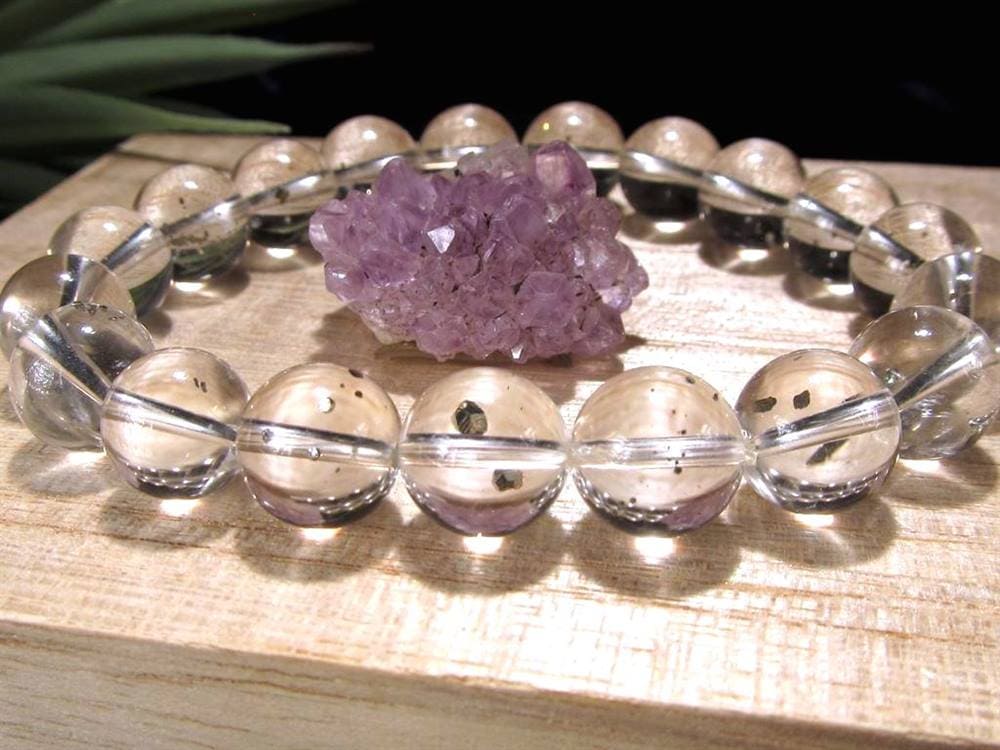 パイライトインクォーツ ブレスレット 黄鉄鉱 水晶 パイライト