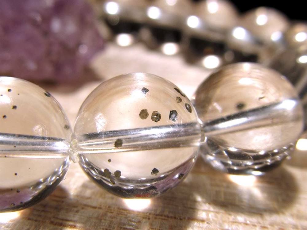 パイライトインクォーツ ブレスレット 黄鉄鉱 水晶 パイライト