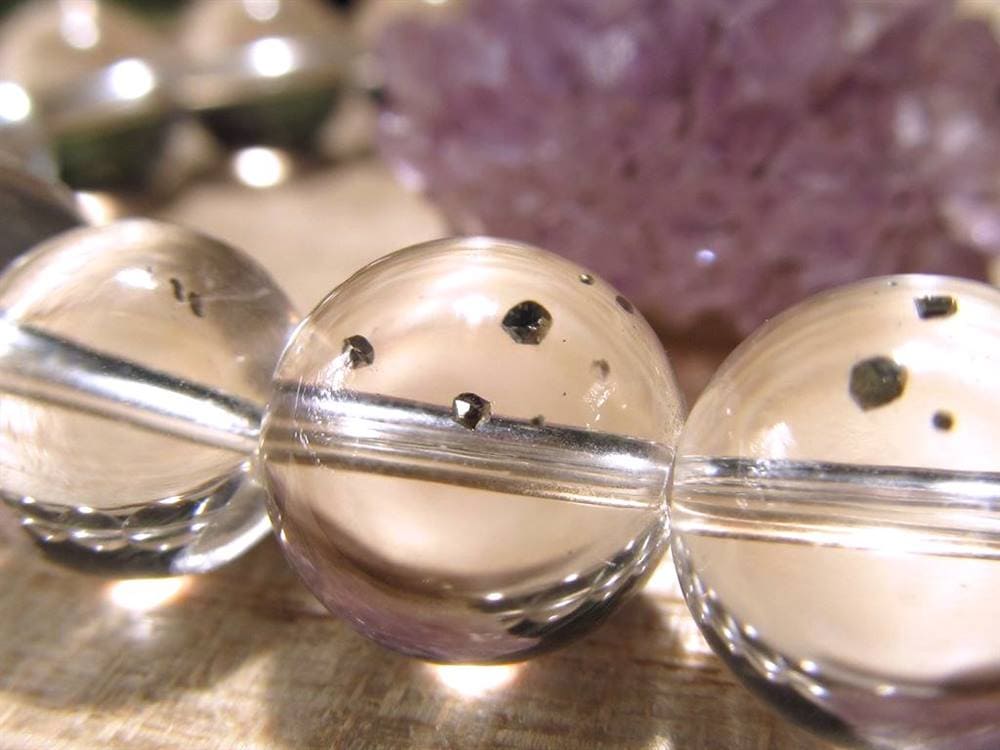 パイライトインクォーツ ブレスレット 黄鉄鉱 水晶 パイライト