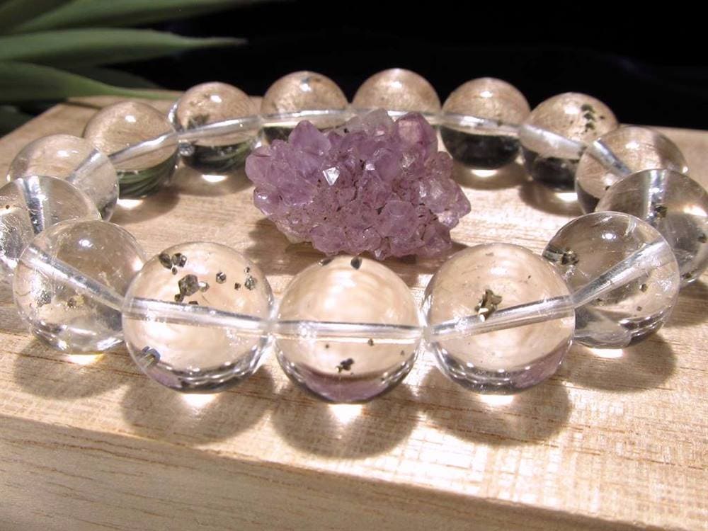 パイライトインクォーツ ブレスレット 黄鉄鉱 水晶 パイライト