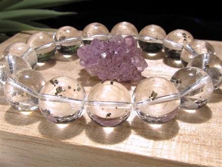 パイライトインクォーツ ブレスレット 黄鉄鉱 水晶 パイライト