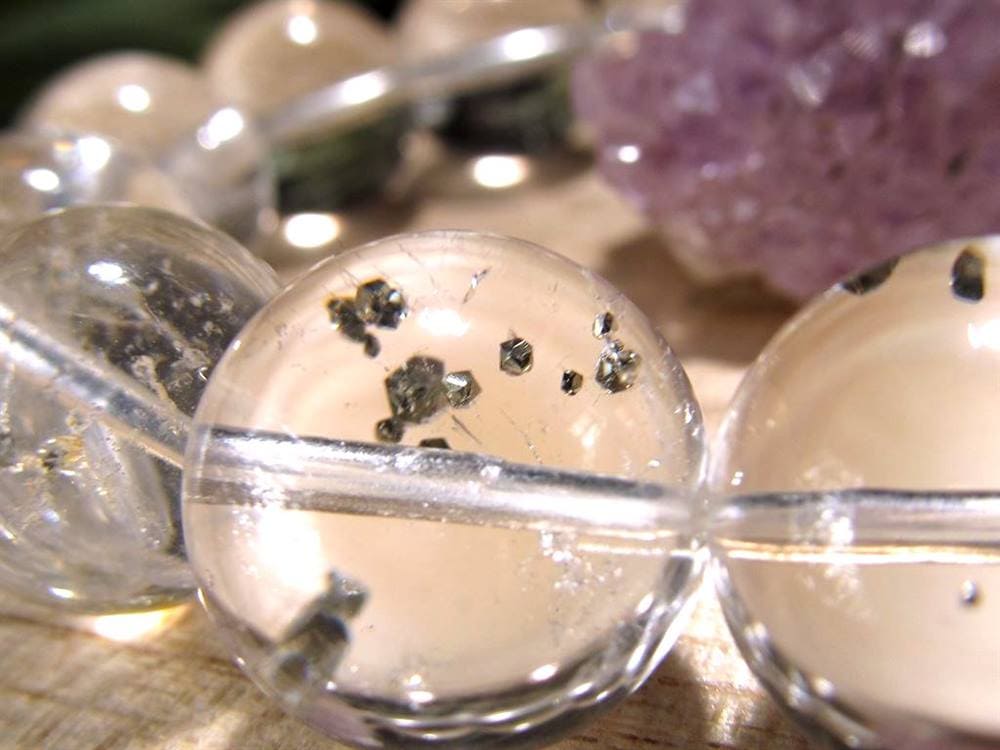 パイライトインクォーツ ブレスレット 黄鉄鉱 水晶 パイライト