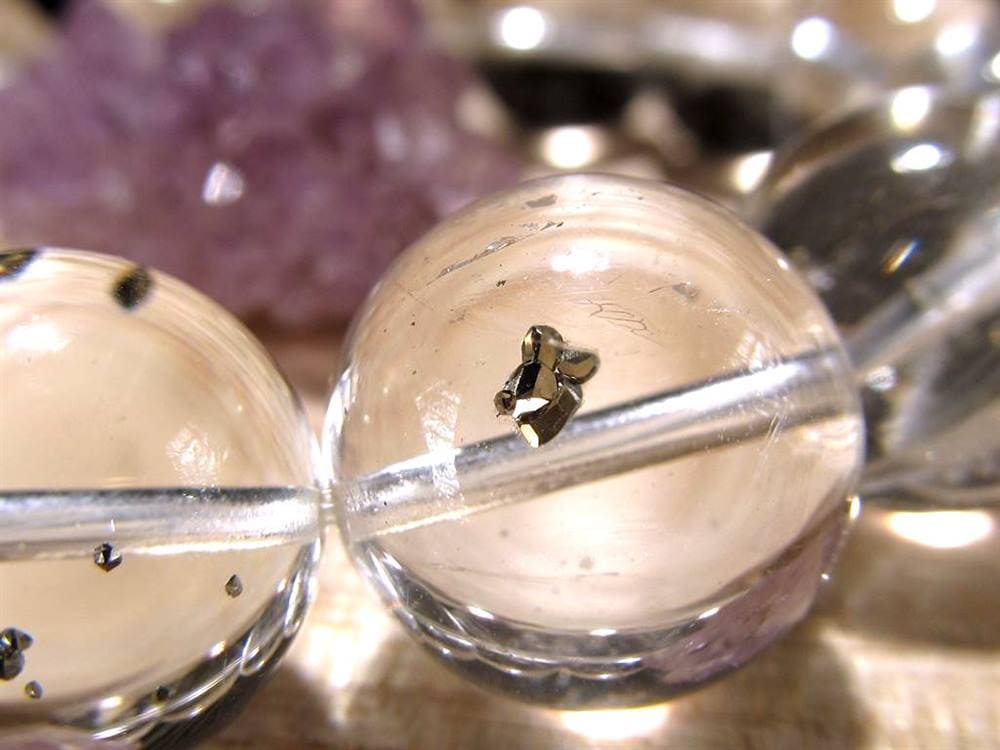 パイライトインクォーツ ブレスレット 黄鉄鉱 水晶 パイライト