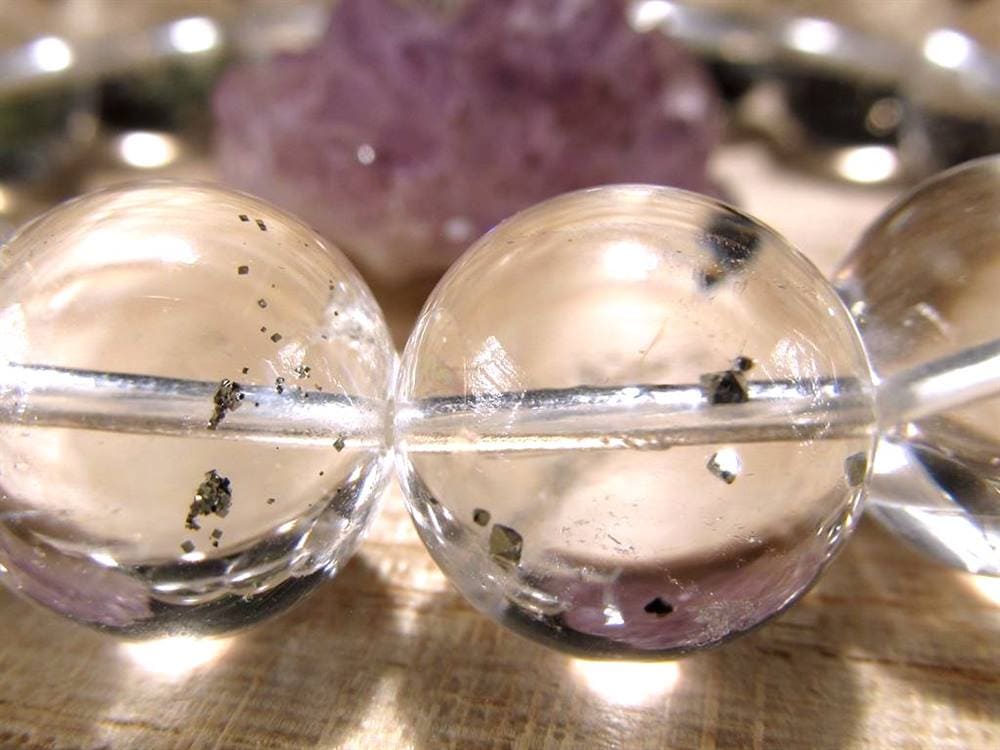 パイライトインクォーツ ブレスレット 黄鉄鉱 水晶 パイライト