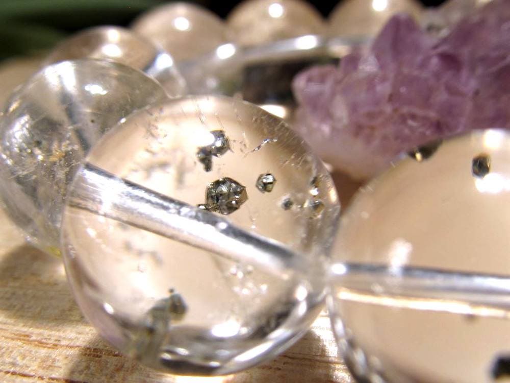 パイライトインクォーツ ブレスレット 黄鉄鉱 水晶 パイライト