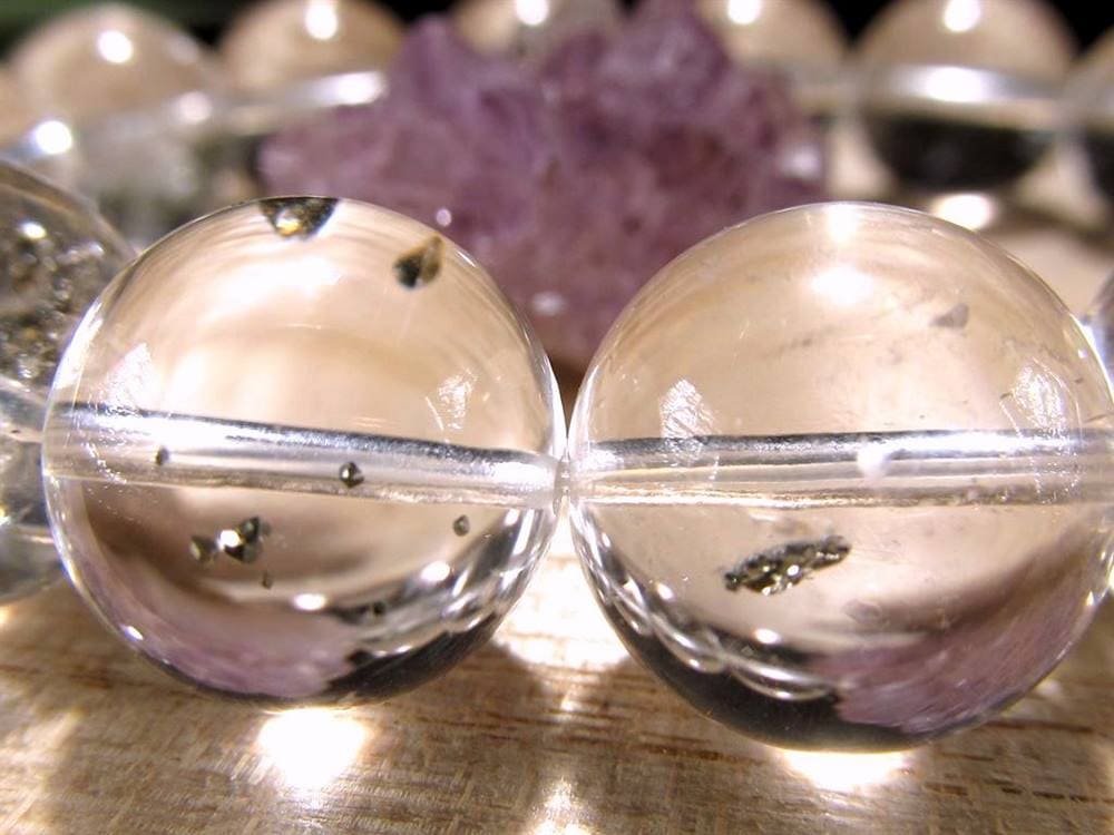 パイライトインクォーツ ブレスレット 黄鉄鉱 水晶 パイライト