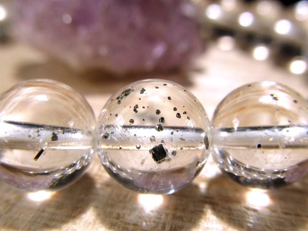 パイライトインクォーツ ブレスレット 黄鉄鉱 水晶 パイライト