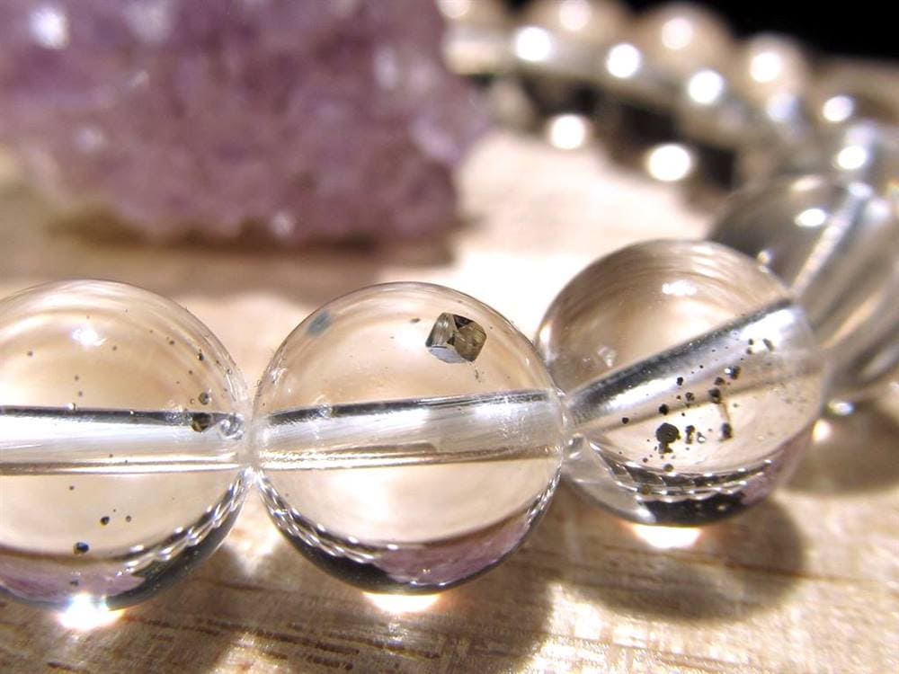 パイライトインクォーツ ブレスレット 黄鉄鉱 水晶 パイライト