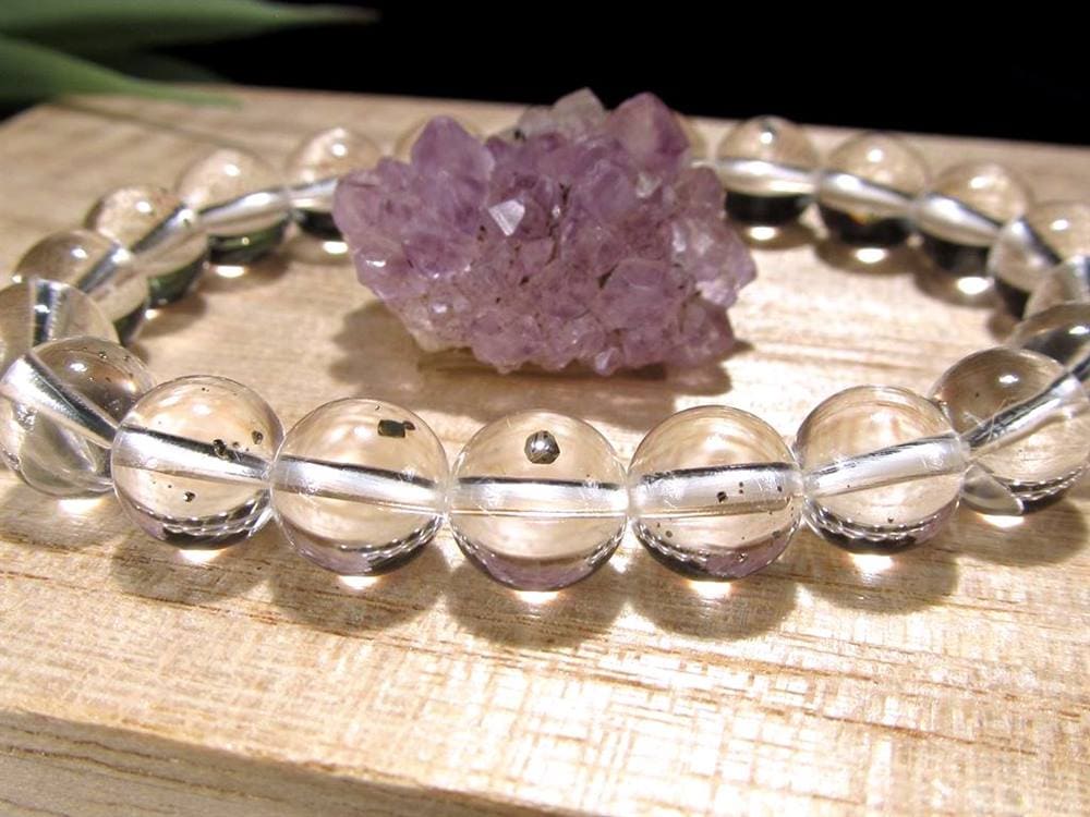 パイライトインクォーツ ブレスレット 黄鉄鉱 水晶 パイライト