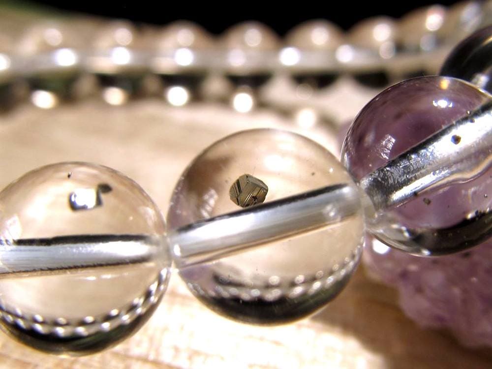 パイライトインクォーツ ブレスレット 黄鉄鉱 水晶 パイライト