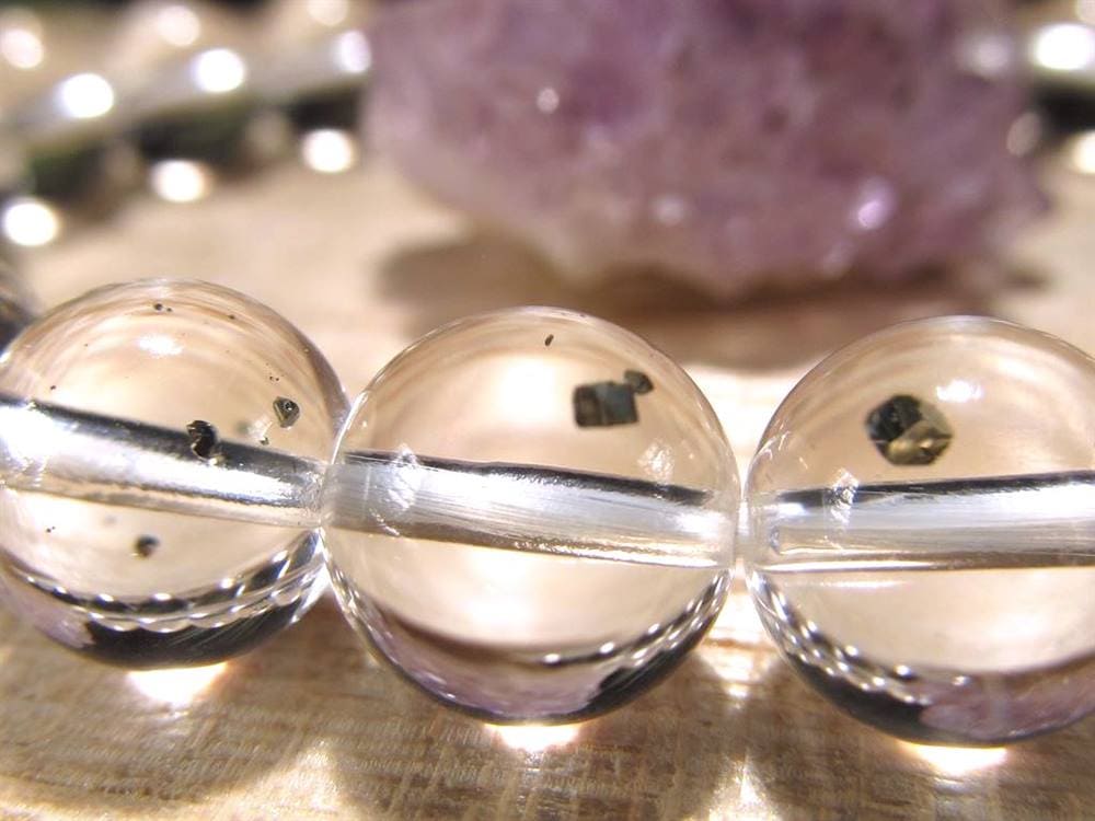 パイライトインクォーツ ブレスレット 黄鉄鉱 水晶 パイライト