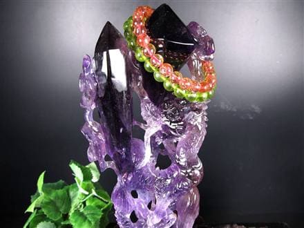 アメジスト ファントム 彫刻置物 龍神 辰 竜