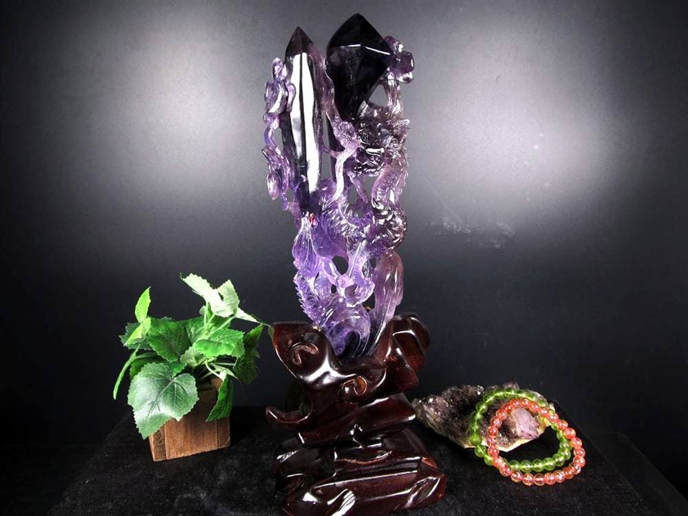 アメジスト ファントム 彫刻置物 龍神 辰 竜