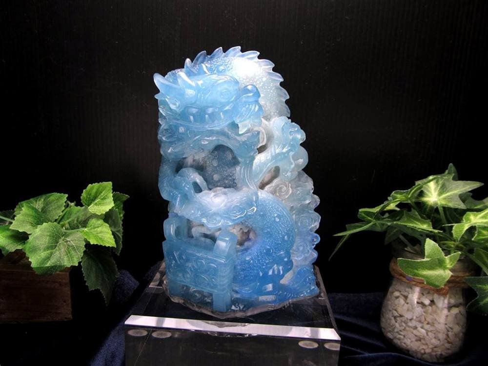 アクアマリン 彫刻置物 龍神 辰