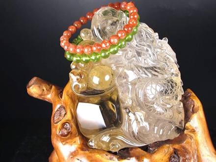 シトリン 元宝 彫刻置物 龍神 天然石