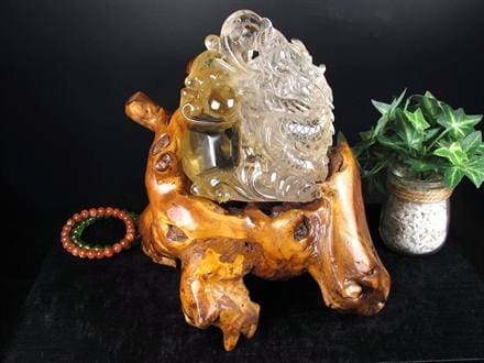 シトリン 元宝 彫刻置物 龍神 天然石