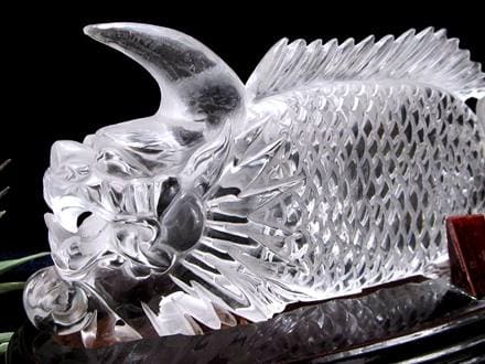 水晶 鰲魚 彫刻 置物