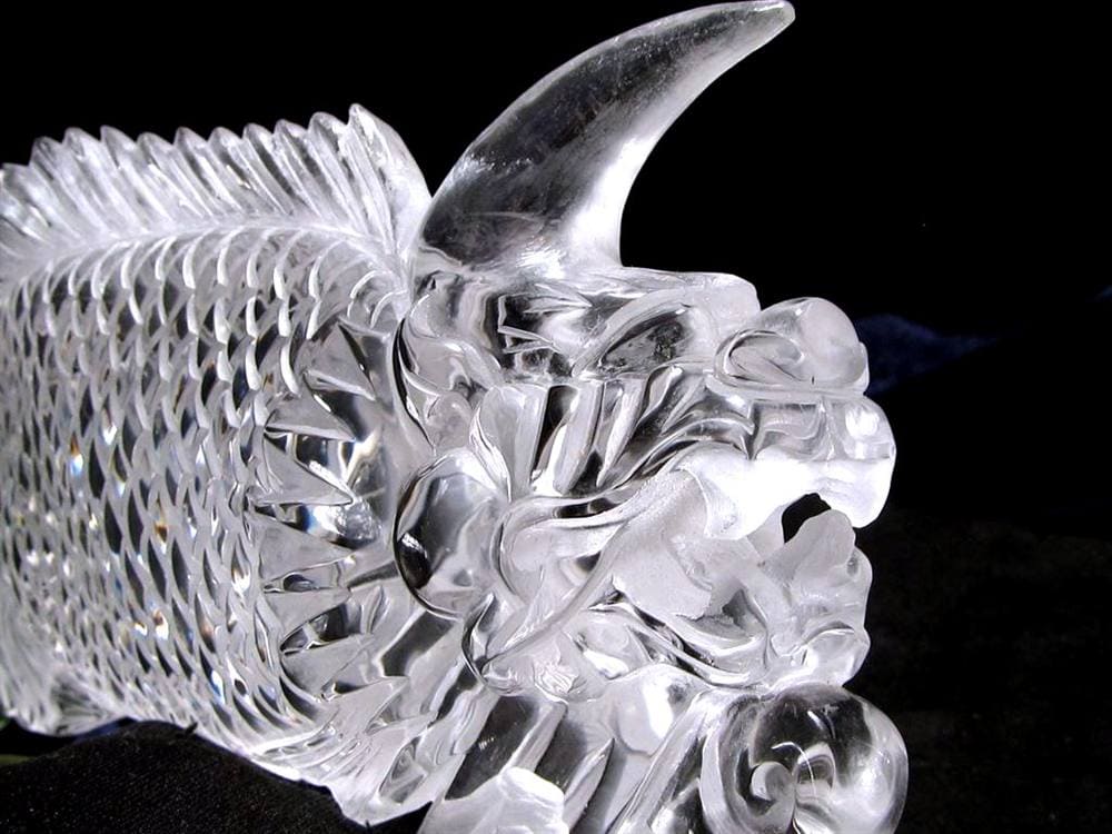 水晶 鰲魚 彫刻 置物